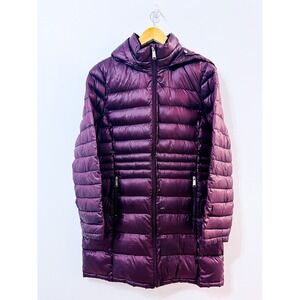 ANDREW MARC Purple Down Puffer Coat | Hooded Winter | Large